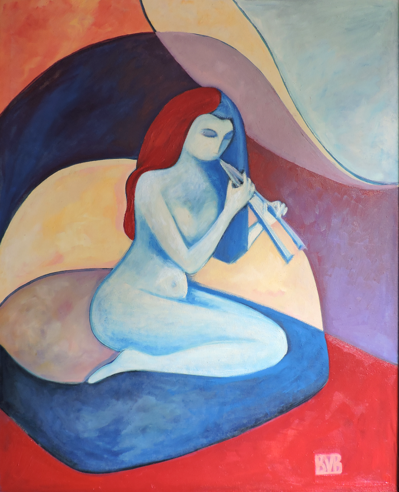 ninfa soplando una flauta